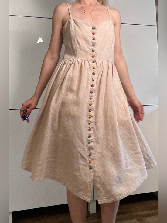 Dresses & Skirts - One of a Kind Handmade Linen Cotton Midi Dress | Artisan | Size S